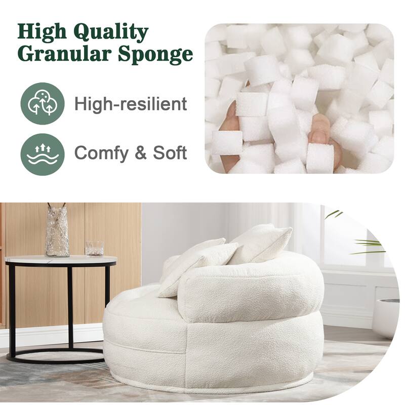 Circular wide living room fabric sofa, balcony swivel sofa chair