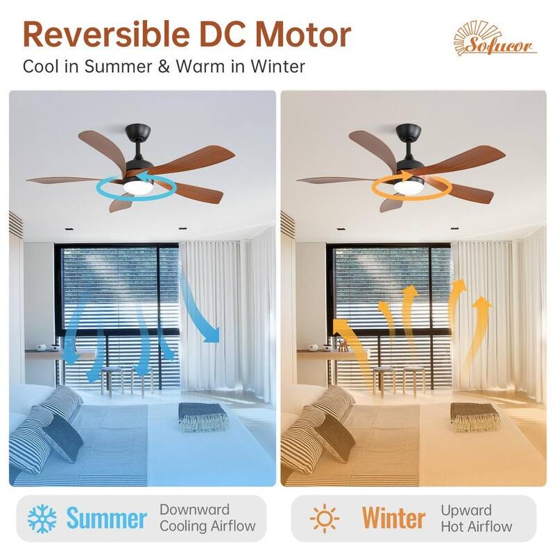 52"/66" Inch Ceiling Fan with Light,APP and Remote Control, Low Profile,Smart Optional