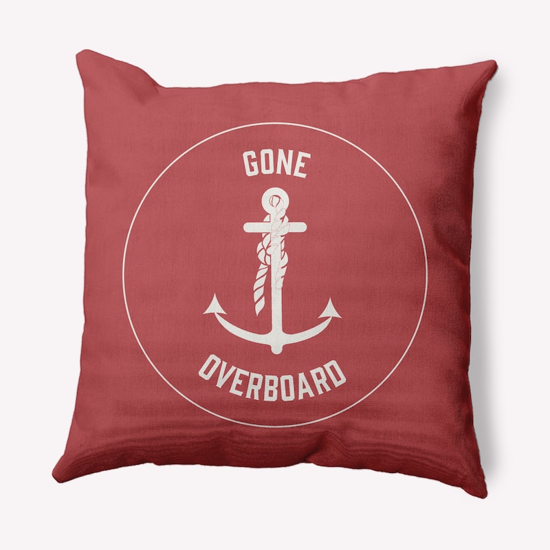 Gone Forever Overboard Nautical Decorative Indoor Pillow - Ligonberry Red - 16" x 16"