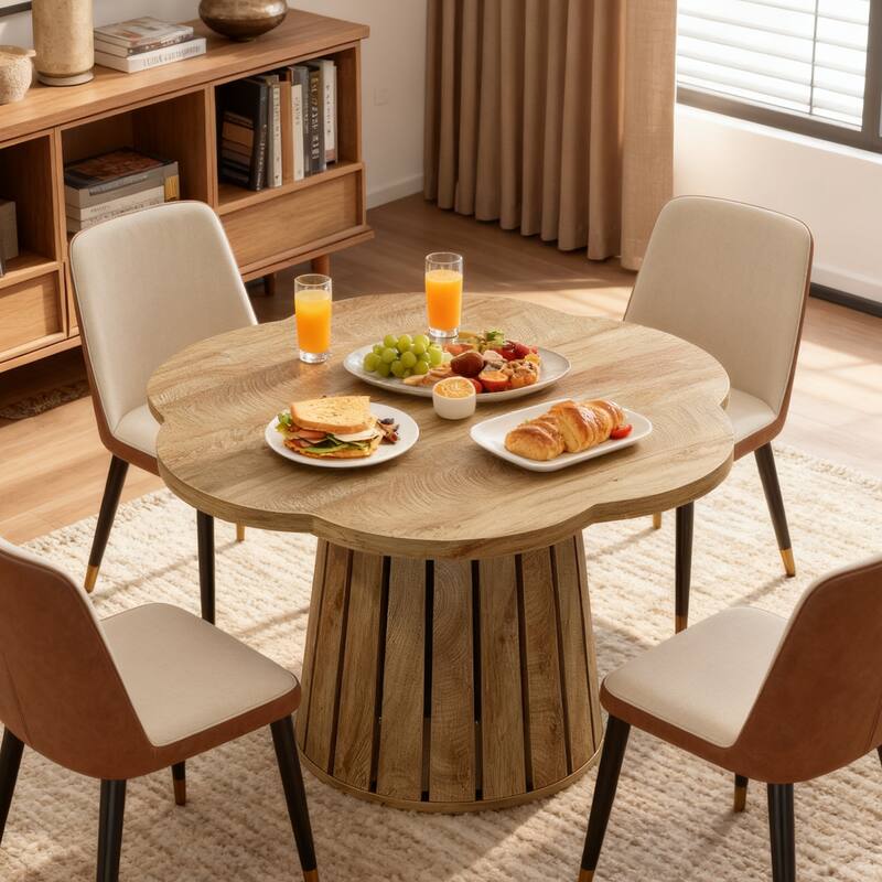 34"W Wood Coffee Table Round,Farmhouse Kitchen Table,Dinner Table for Dining Room Living Room - N/A