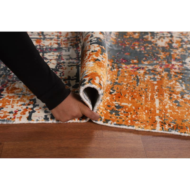 Contemporary Abstract Area Rug Hand-Knotted Bedroom Wool Carpet - 5'3" X 7'5"