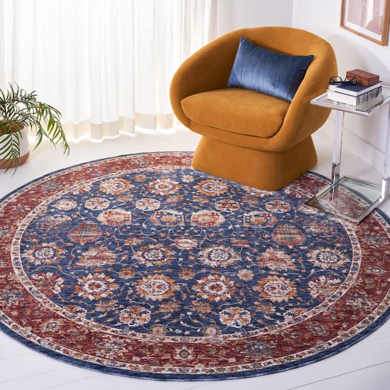 SAFAVIEH Heirloom Maritza Oriental Rug - 6'7" Round - Navy/Rust