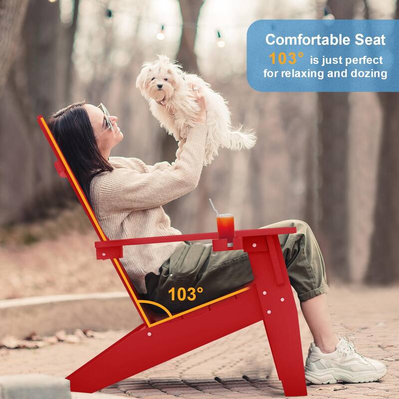WINSOON All-Weather HIPS Outdoor Adirondack Chairs with Cup Holder Set Of 4