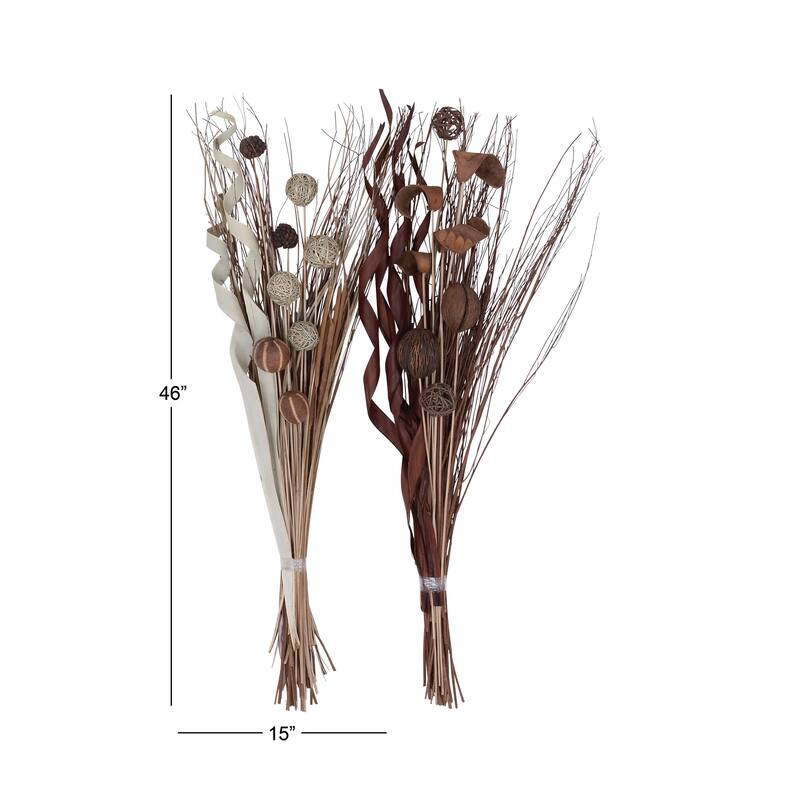 Dried Plant Foliage Natural Foliage - Set of 2 Brown - Roche River Decor - 15"W x 15"L x 46"H