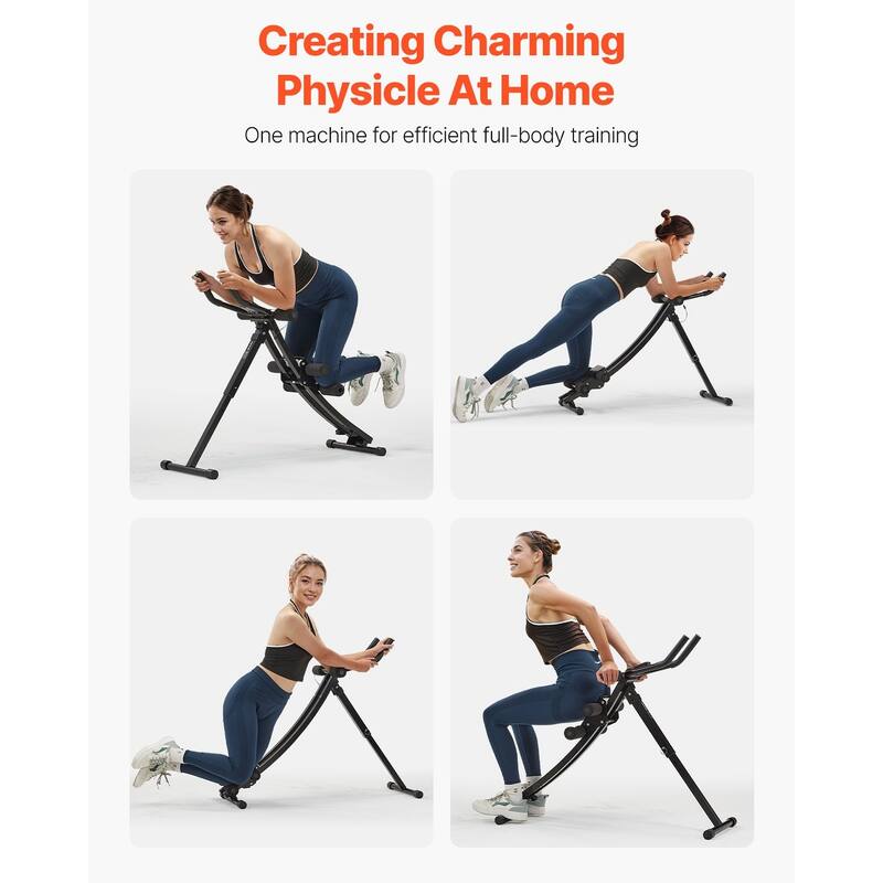 Black AB Workout Machine Equipment with 4 Height Adjustable Perfect for Home Gym - Multi