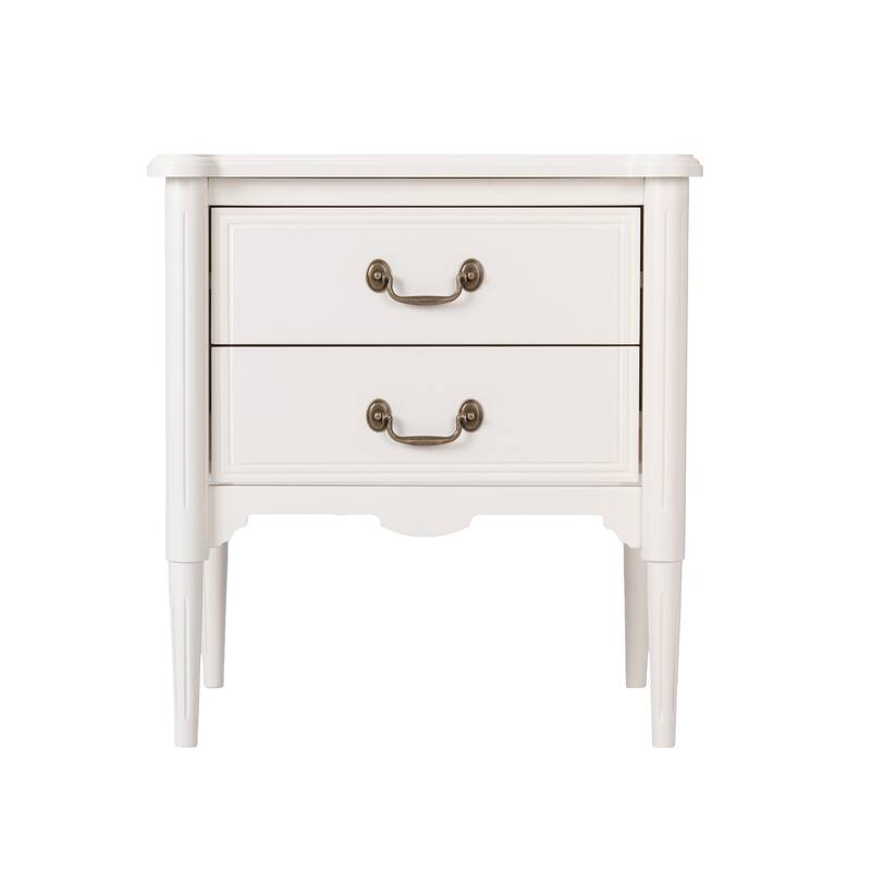 Design House Oxford End Table with Two Drawers - Antique White