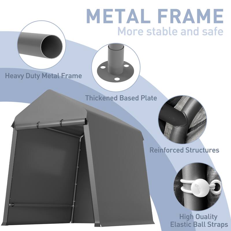 6x8FT Outdoor Storage Shelter Shed with Doors and Vent, Portable Storage Shelter Shed