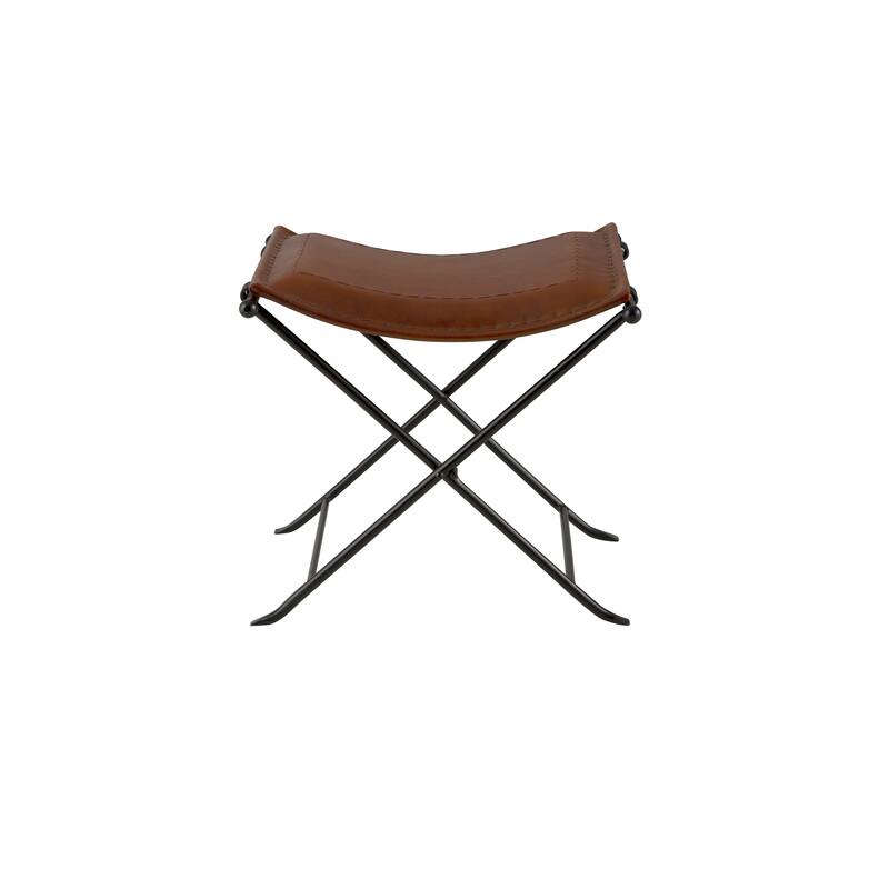 Silla Top Grain Leather Cinnamon Saddle Seat Accent Bench