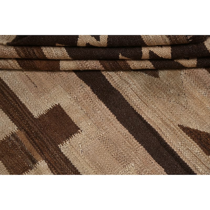 Natural Dye Tribal Kilim Contemporary Area Rug Flat-woven Wool Carpet - 5'1" x 6'9"