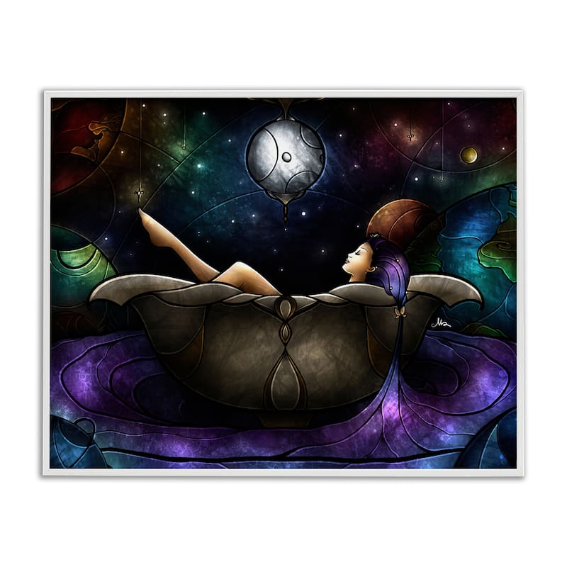 Stupell Bathing Under Moonlight Framed Giclee Art Design By Mandie Manzano - 20 x 16 - White