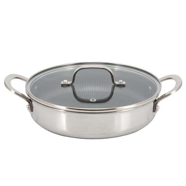 slide 2 of 6, Better Chef 9 Inch 3-Ply Stainless Steel Nonstick Deep Fry Pan with Lid in Silver