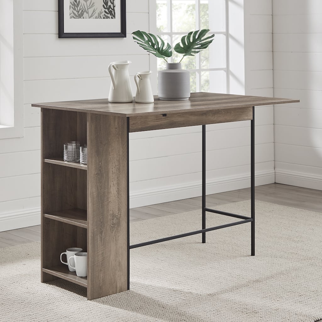 Walker Edison 48-inch Drop Leaf Storage Counter Table
