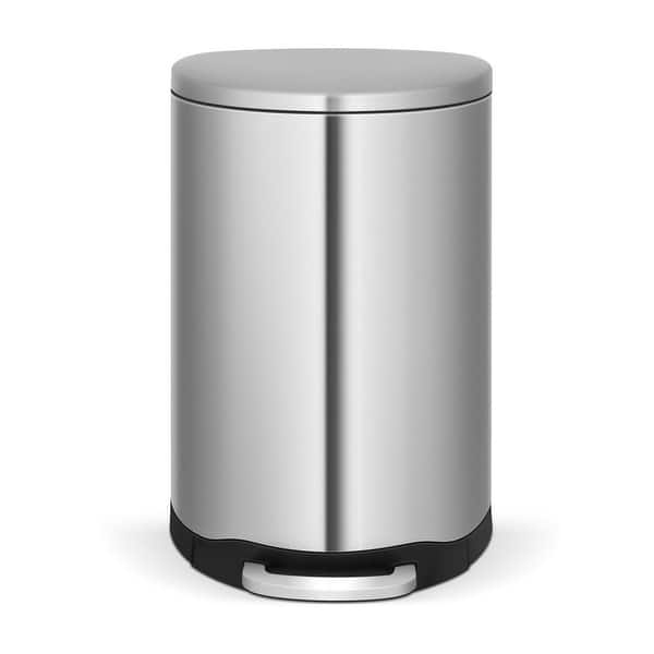 30-Liter Fingerprint-Proof Brushed Stainless Steel Round Step-On Trash Can