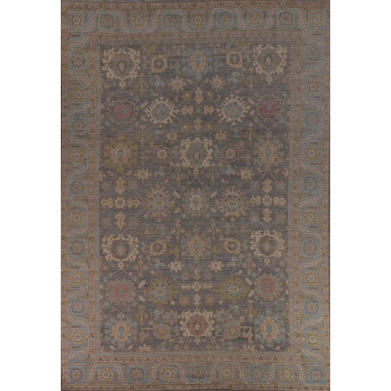 Oushak Turkish Large Area Rug Vegetable Dye Hand-Knotted Wool Carpet - 10'3"x 13'8"