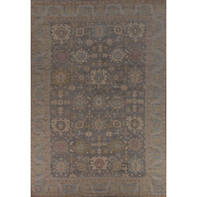 Oushak Turkish Large Area Rug Vegetable Dye Hand-Knotted Wool Carpet - 10'3"x 13'8"