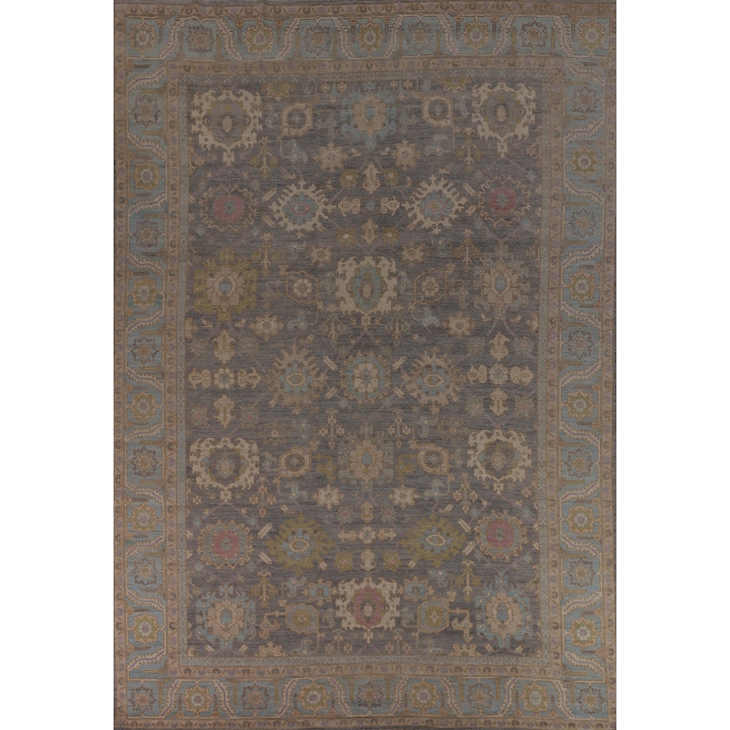 Oushak Turkish Large Area Rug Vegetable Dye Hand-Knotted Wool Carpet - 10'3"x 13'8"