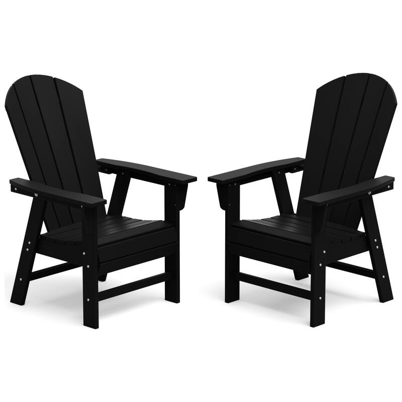Polytrends Laguna Casual Upright Adirondack Chair (Set of 2) - Black