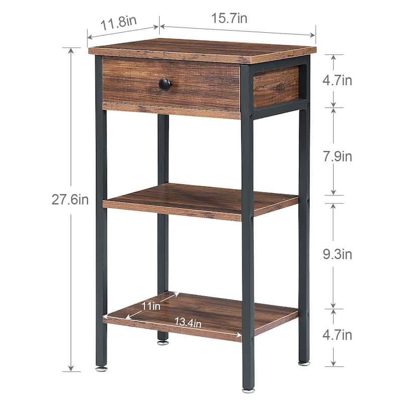 Javlergo Set of 2 Nightstand with 1-Drawer and Wood Storage Shelf