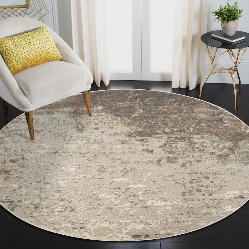 Alana Amira Gray Abstract Area Rug - 7'10" x 7'10"