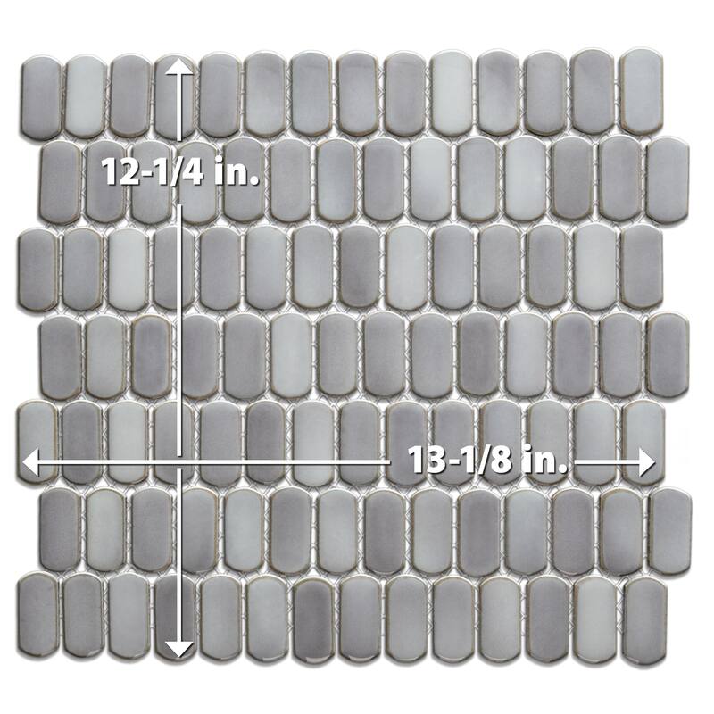 Merola Tile Hudson Capsule Grey Eye 12-1/4" x 13-1/8" Porcelain Mosaic Floor and Wall Tile