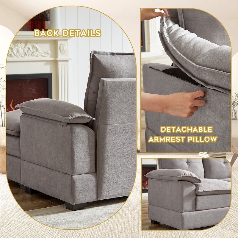 82.28" L Shaped 3 Pieces Living Room Sets