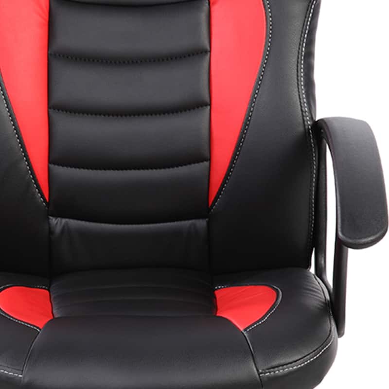35.25" Black Red Techni Mobili Kid's Gaming Student Racer Chair Wheels