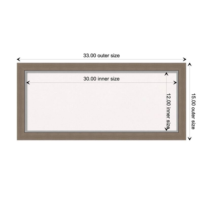 Eva Narrow Framed White Corkboard Bulletin Board - Eva Brown Narrow - Board Size 30x12