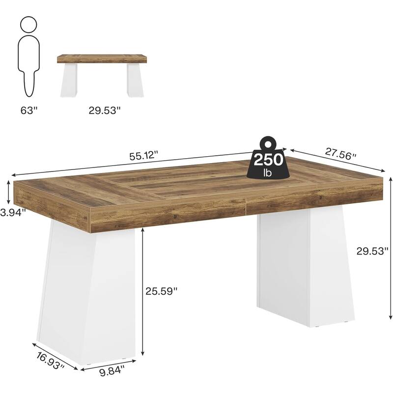 55.1" W Conference Table for 4-6 People, Modern Meeting Table