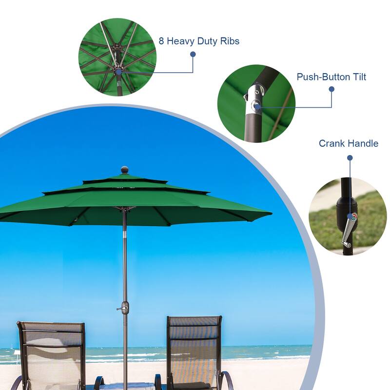 Aoodor Patio Umbrella 10 ft. for Dining Table Outdoor Market Yard Use 3 Tier Ventilation (Umbrella only)