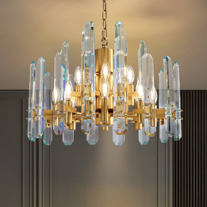 KAYLA 24- 54in Modern Luxury Crystal Chandelier Lighting - LED Ceiling Light Fixture - 24in - Glod