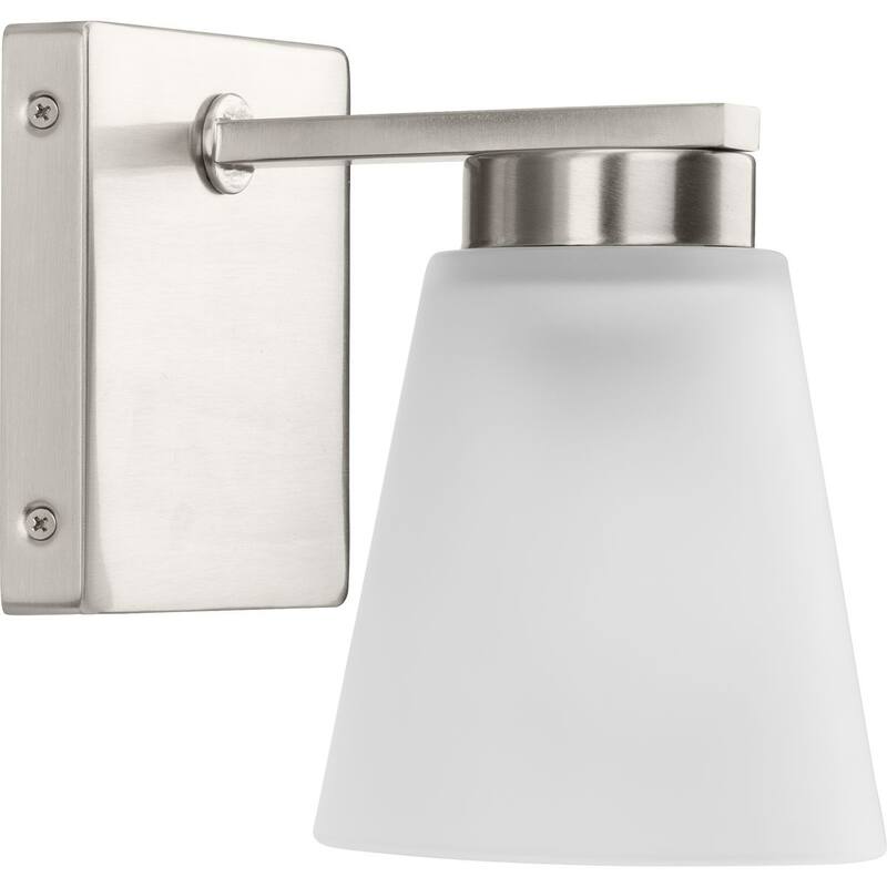 Tanner Collection One-Light Brushed Nickel Transitional Vanity Light - 5.12 in x 6.75 in x 7.12 in