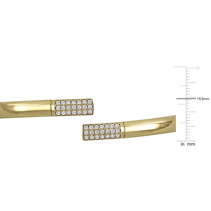 Miadora 2/5ct TGW Cubic Zirconia Open Bypass Flat Bangle in Yellow Plated Sterling Silver