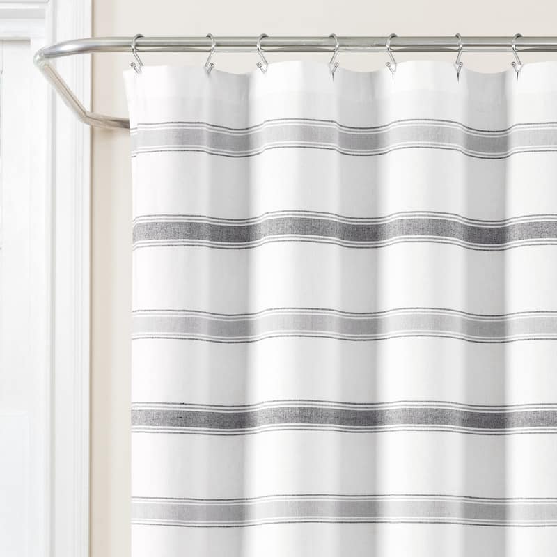 Lush Decor Stripe Woven Textured Yarn Dyed Cotton Shower Curtain
