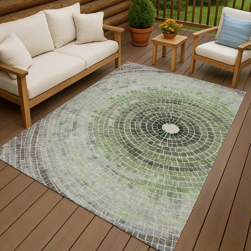 Machine Washable Indoor/ Outdoor Mosaic Rome Chantille Rug