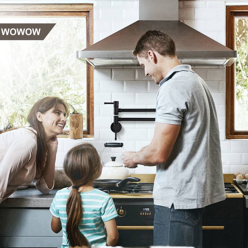 WOWOW 23.5-inch Wall Mount Pot Filler with Double Handle