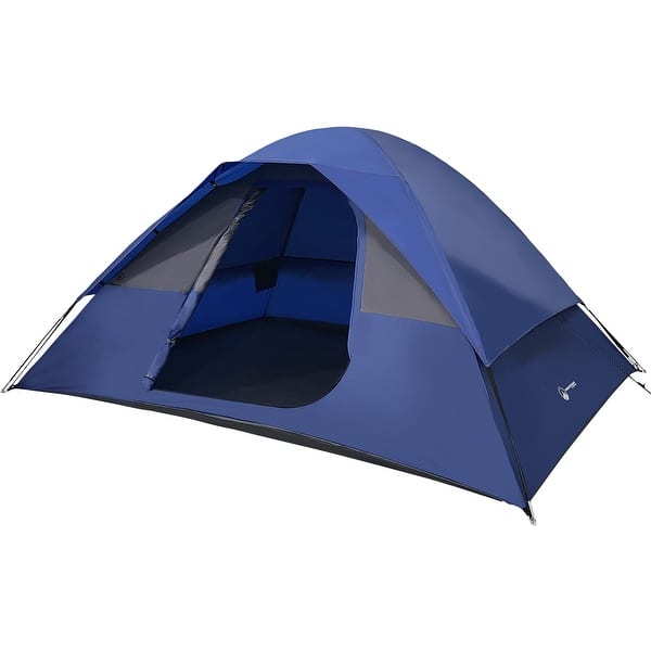 Wakeman Outdoors 5 Person Camping Tent with Rain Fly and Carrying Bag, Blue