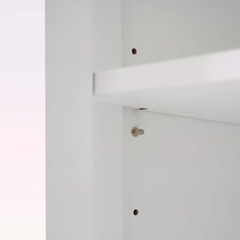 Freestanding Tall Bathroom Cabinet with 2 Adjustable Shelves,3 Drawers,Soft Close Glass Doors