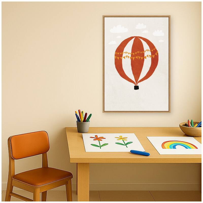 Kate and Laurel Hot Air Balloon II by July Art Prints Framed Canvas Wall Art Print