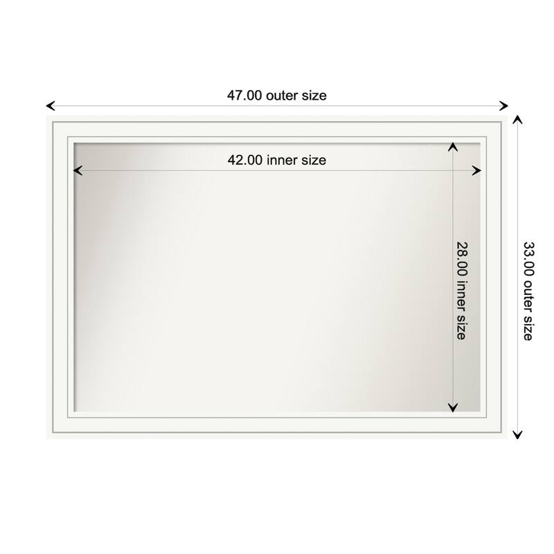 Craftsman White Framed Non-Beveled Custom Wall Mirror, Bathroom Vanity Mirror - Outer Size: 47 x 33
