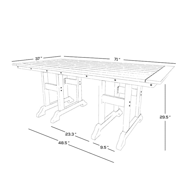 Polytrends Laguna Hdpe All Weather Outdoor Patio 71" Rectangular Dining Table
