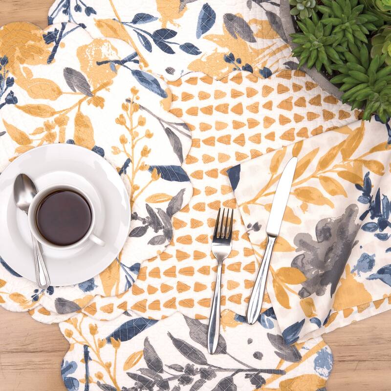 Natural Home Cotton Quilted Rectangular Reversible Placemat Set of 6 - Set of 6
