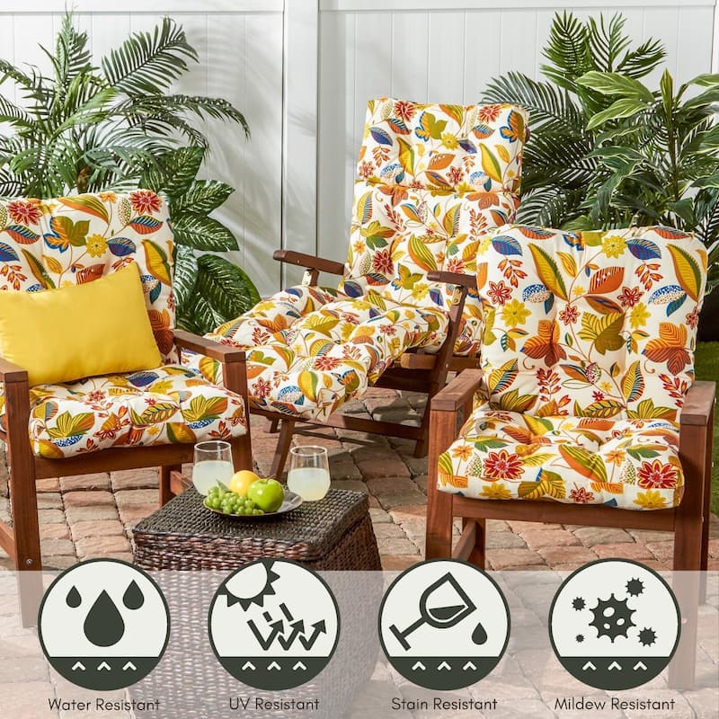 Greendale 21 x 42-inch Outdoor Seat/Back Chair Cushion (Set of 2) (Cushions Only)
