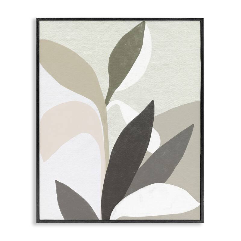 Stupell Organic Soft Leaf Shapes Framed Giclee Art Design By June Erica Vess - 24 x 30 - Black
