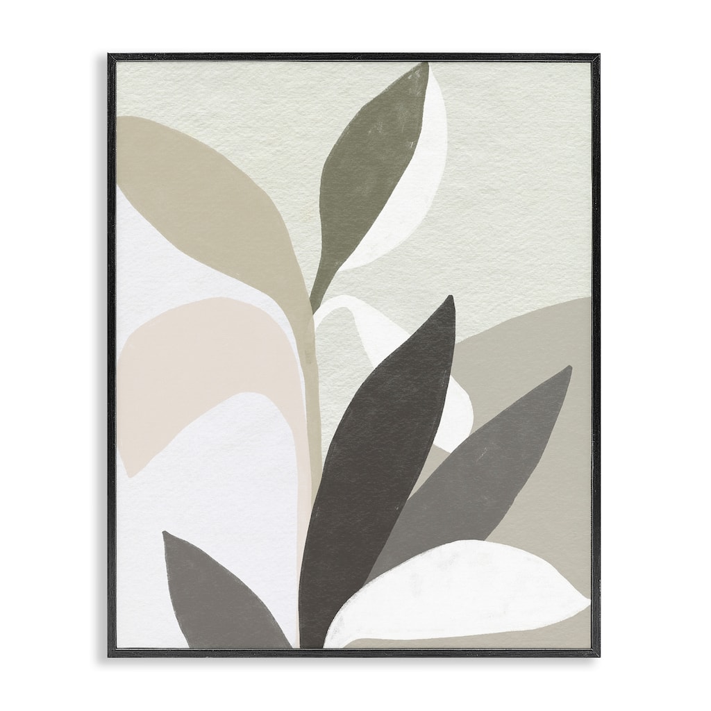 Stupell Organic Soft Leaf Shapes Framed Giclee Art Design By June Erica Vess