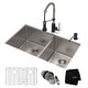 preview thumbnail 15 of 45, Kraus 3-in-1 Set Undermount Kitchen Sink, Pulldown Faucet, Dispenser Stainless Steel/ Matte Black