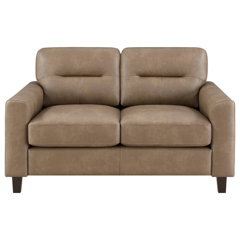 Scotland Faux Leather Upholstered Track Arm Loveseat