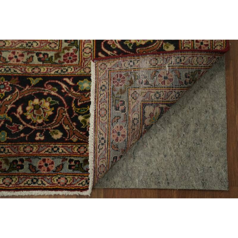 Hand Knotted Oriental 100% Wool Carpet Traditional Floral Red Mashad Area Rug - 12' 10'' X 9' 10''