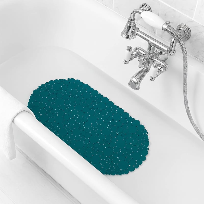 Bubbles Non-Slip Oval Bathtub Mat 28 L x 15 W - Solid Peacock Blue