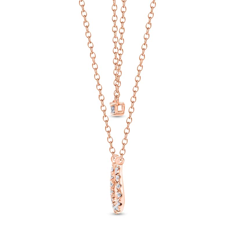 1/4 Cttw Natural Diamond 10KT Pink Gold Necklace