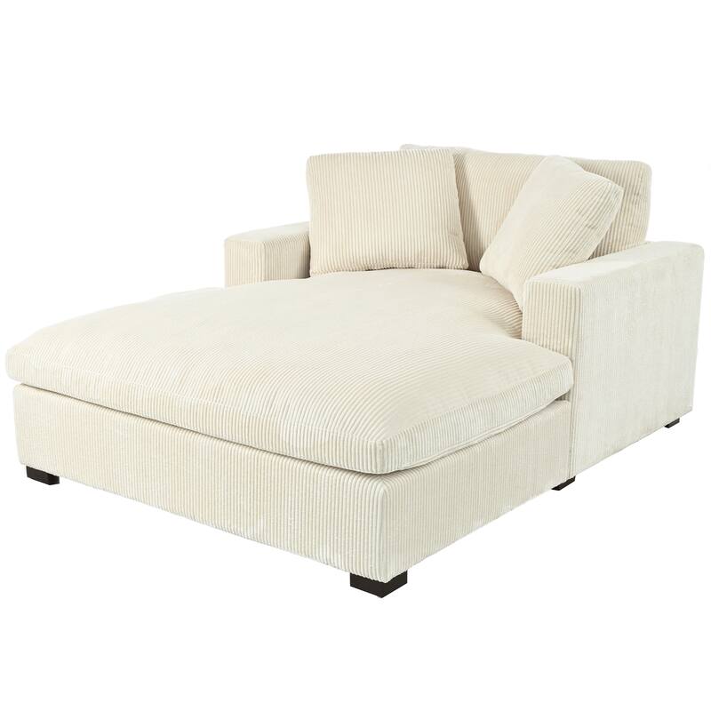 53.5" Oversized Chaise Lounge Chair, Upholstered Fabric Single Sofa Chair with rmrests&Solid Wood Legs for Living Room, Office